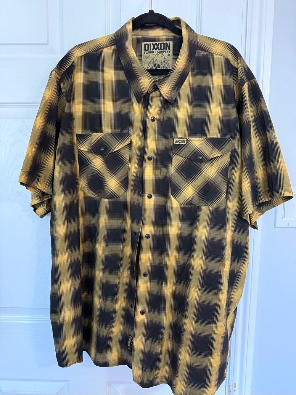 Dixxon Men’s Gold Rush Yellow & Black Short Sleeve Plaid Button Down Shirt